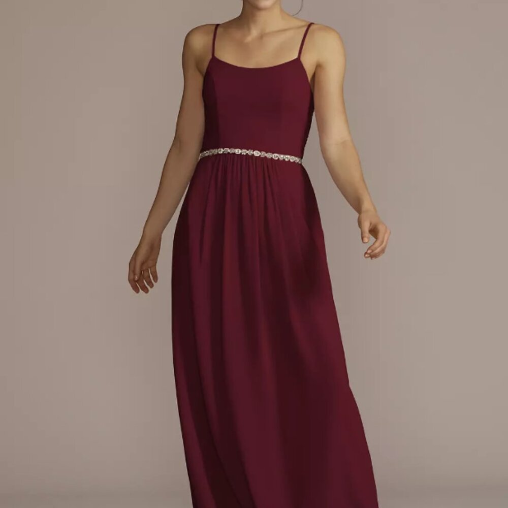Chiffon A-Line Dress - Wine